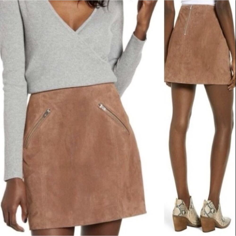 Blank NYC Brown Suede 100% Leather Mini Skirt Women's Size 28